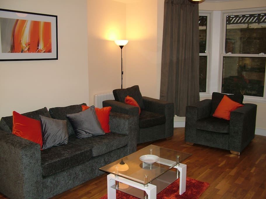 Sofa bed and armchairs