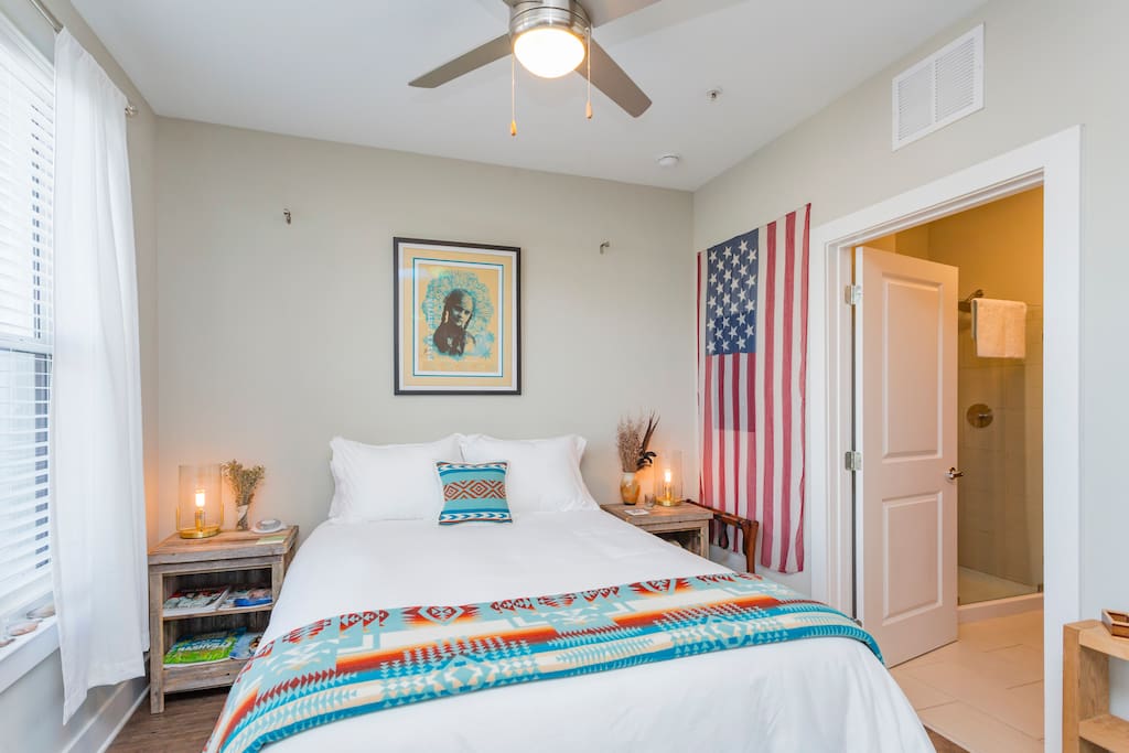 Queen Bed with White Linens