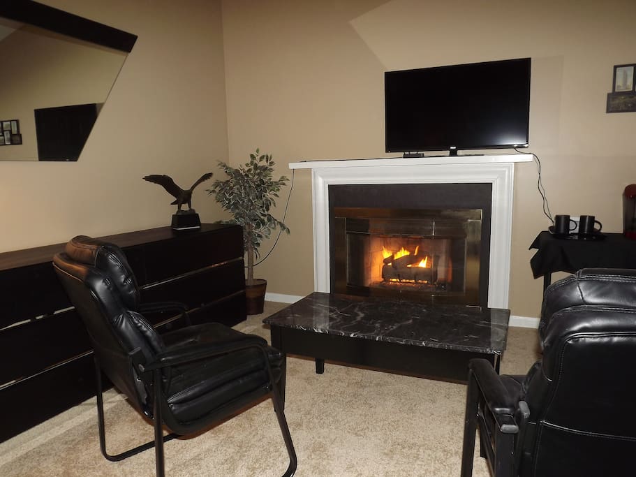 Cozy up in front of the gas fireplace and catch up on your favorite shows!