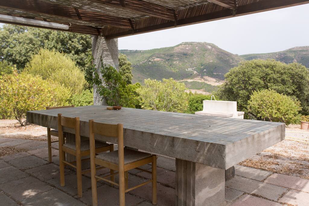 The outdoor dining area