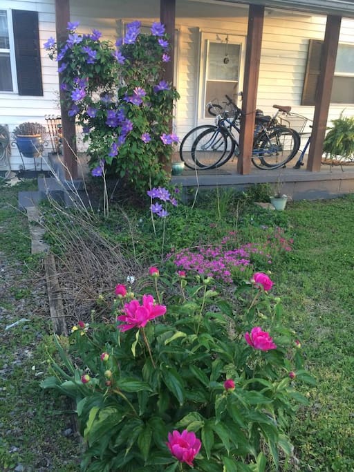 lovely flowers in the front! and driveway parking