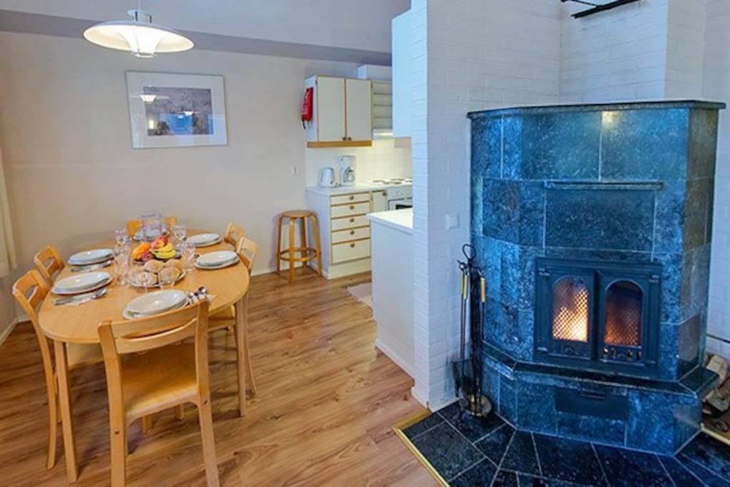 dining room with fireplace