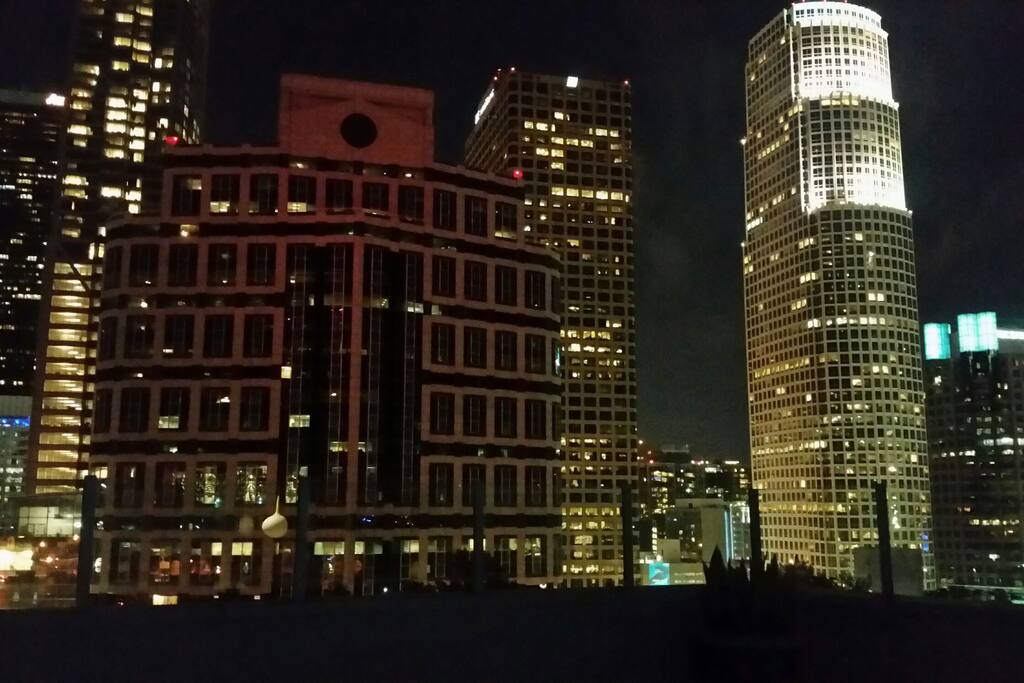 Evening view from rooftop lounge