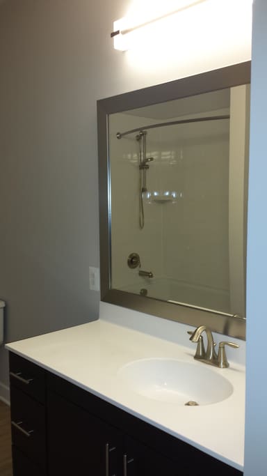 Large mirror and Modern Appliances