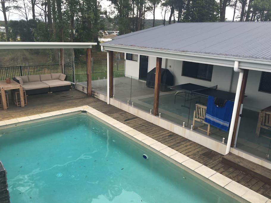 Large pool and covered entertainment area