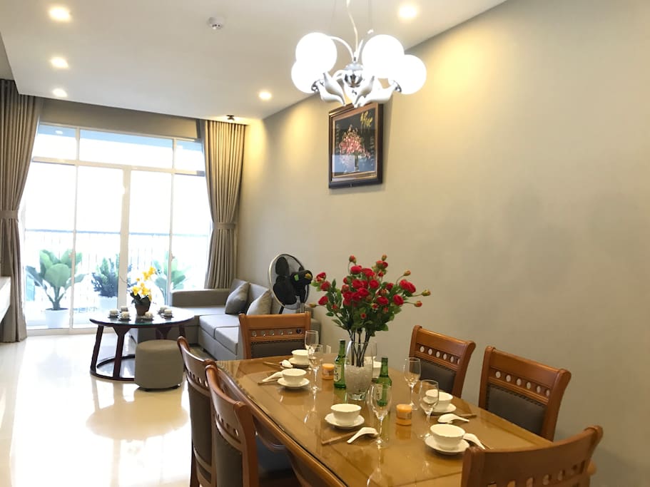 Living room and dining room
