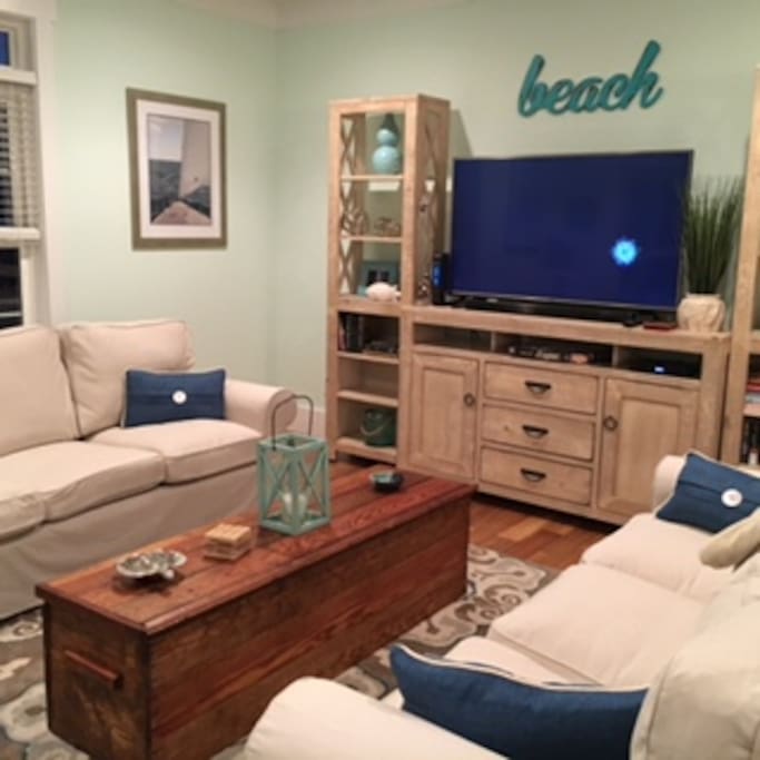 Large screen TV in living room.