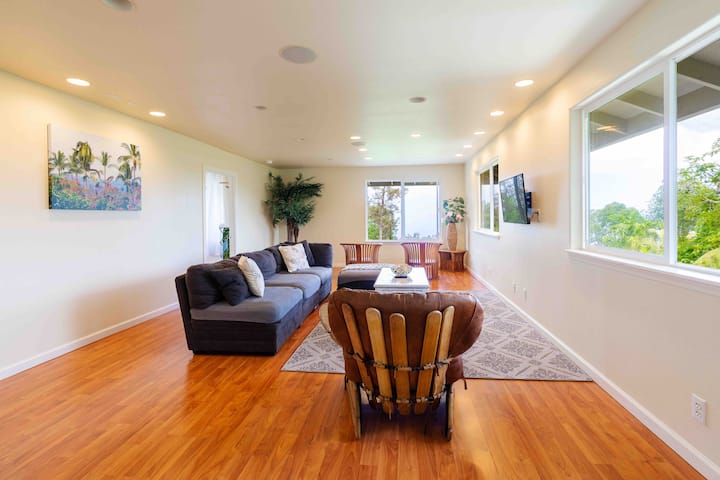 Upstairs living room area and a television with a ROKU where you can log into your own media accounts.