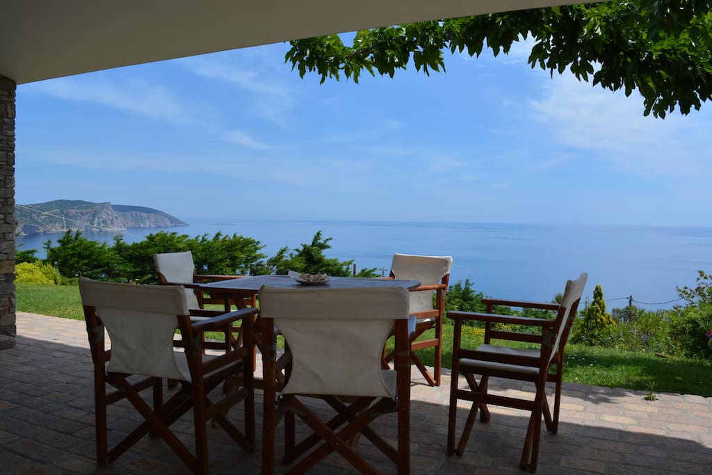 Our Veranda with amazing sea view at Korassida bay