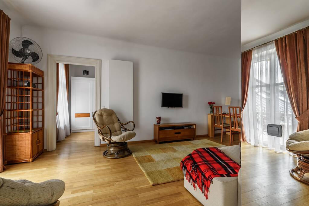 Living room, entrance to bedroom