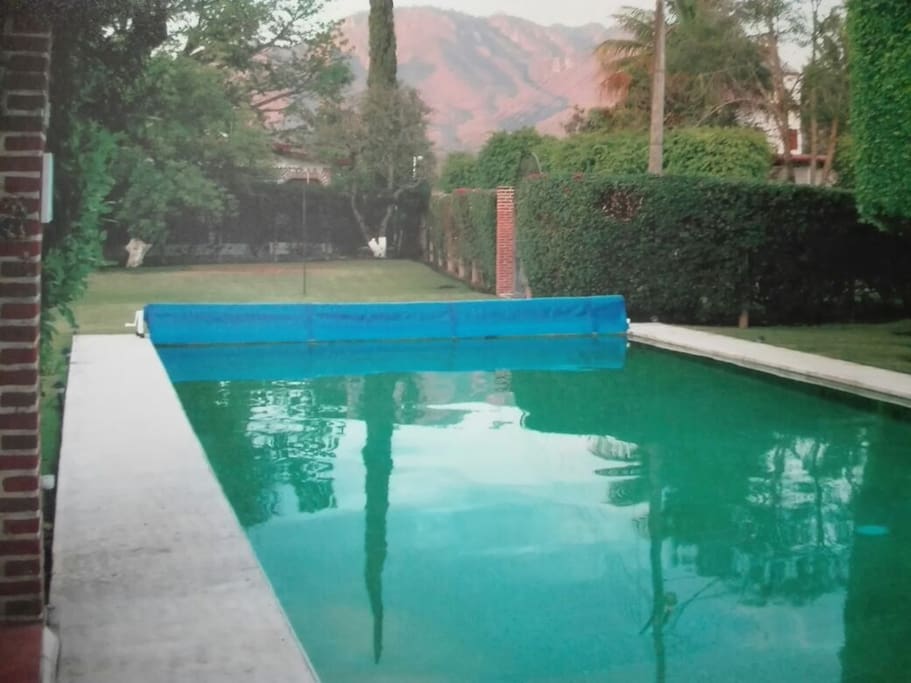 Alberca, jardín