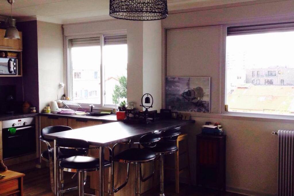 cuisine ouverte sur le salon