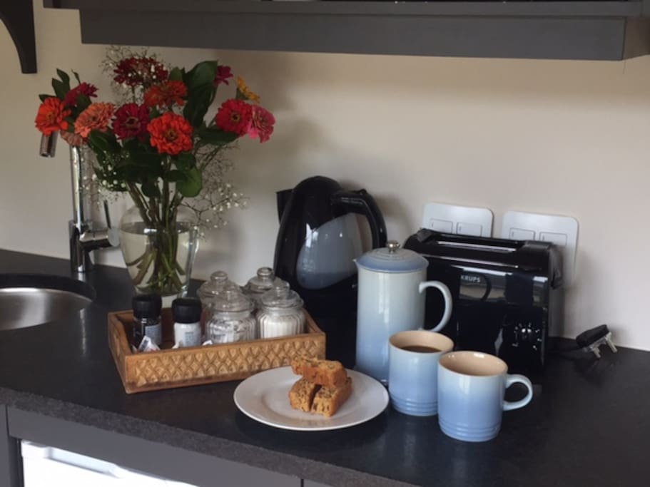 Kitchenette with home-style rusks