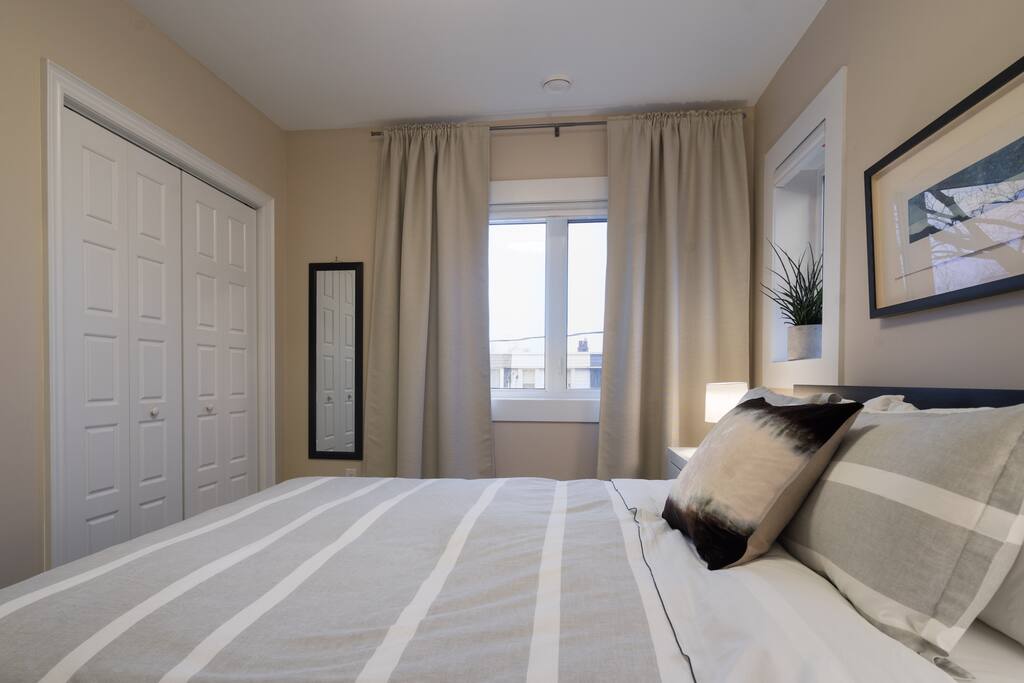 You can't see it in the photo but there are 4 under the queen-sized bed drawers for storage. There is also a great closet too!