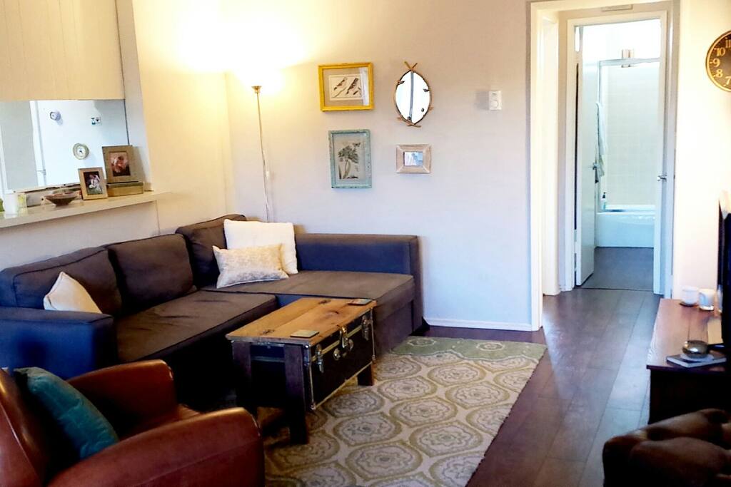 The sofa has a trundle bed that turns into a very comfortable queen bed!