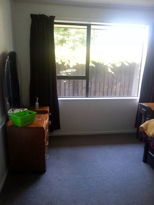 Window and dresser with mirror