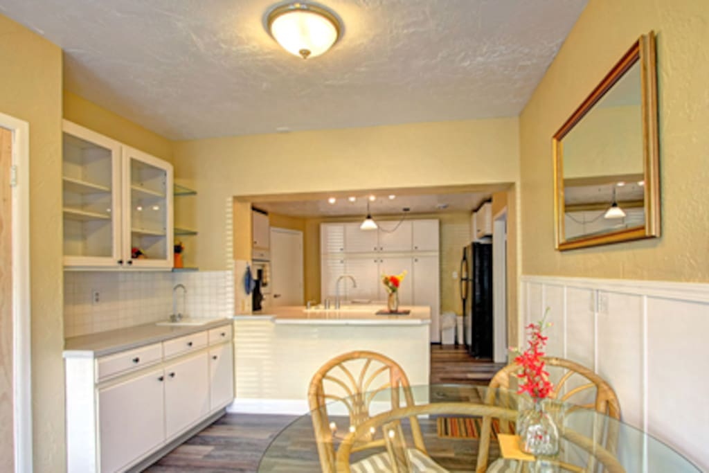 The full kitchen with seperate dining room.