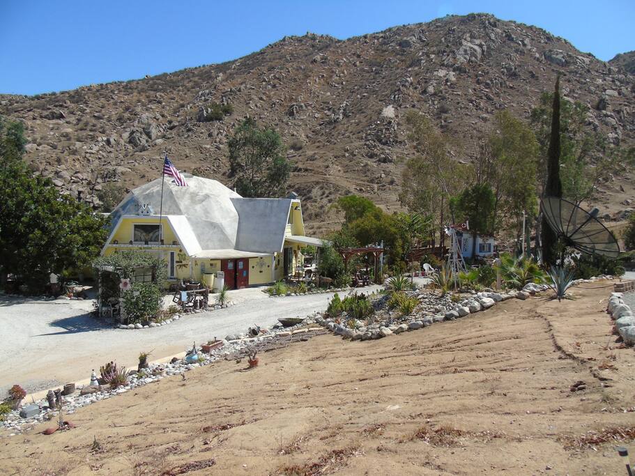 No nearby neighbors. View of front of Dome home.