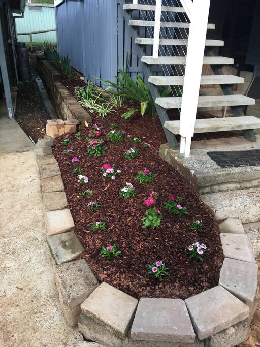 New garden at the bottom of the stairs