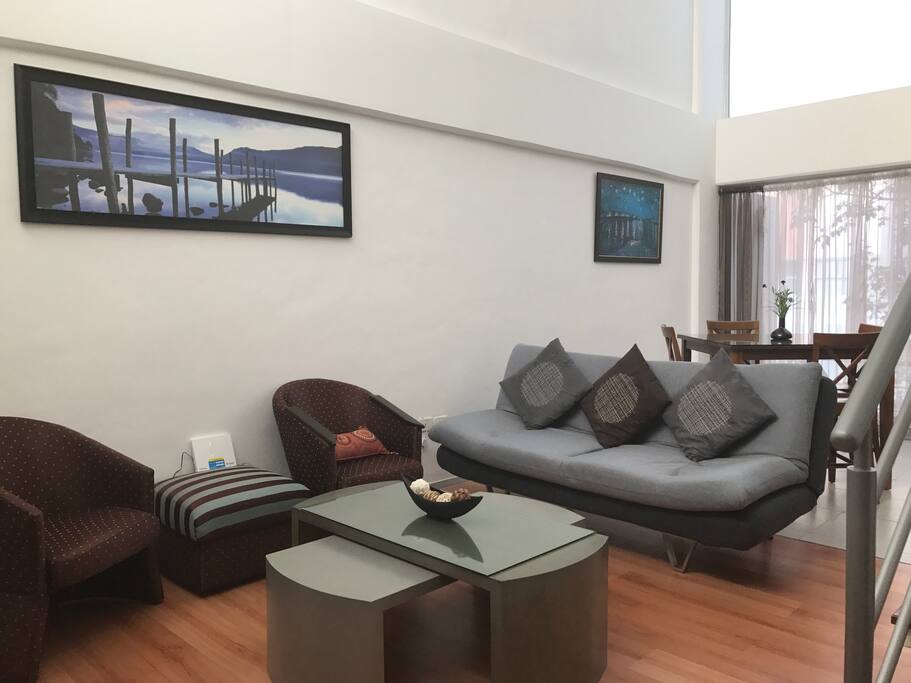 Living area view in the lower level