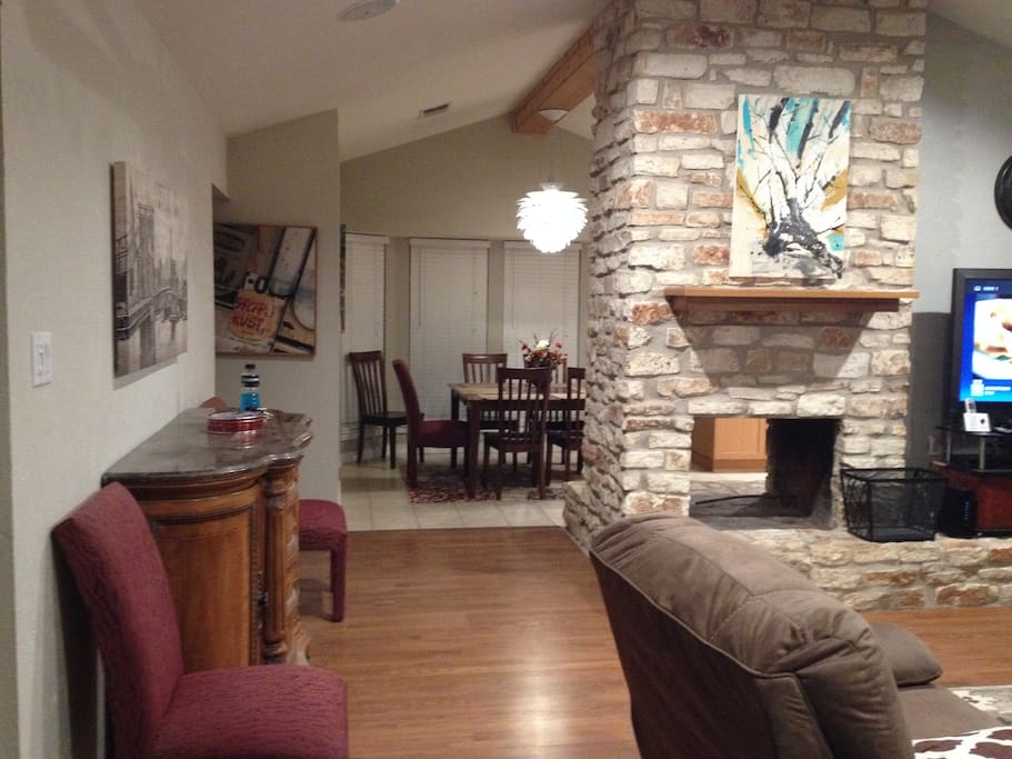 Looking into dinning room, kitchen around the corner