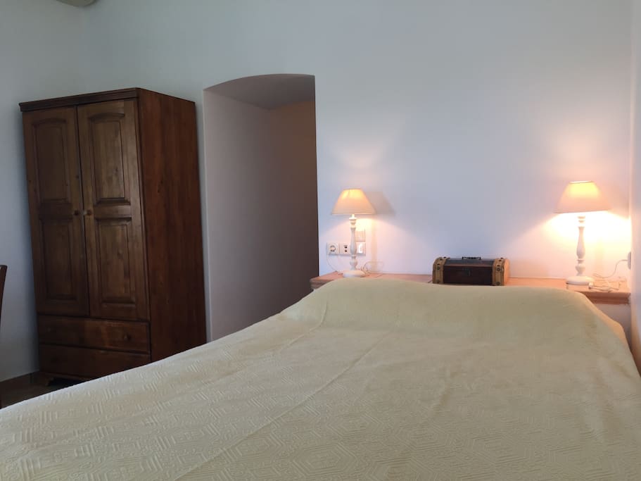 Bedroom with a build corner bed