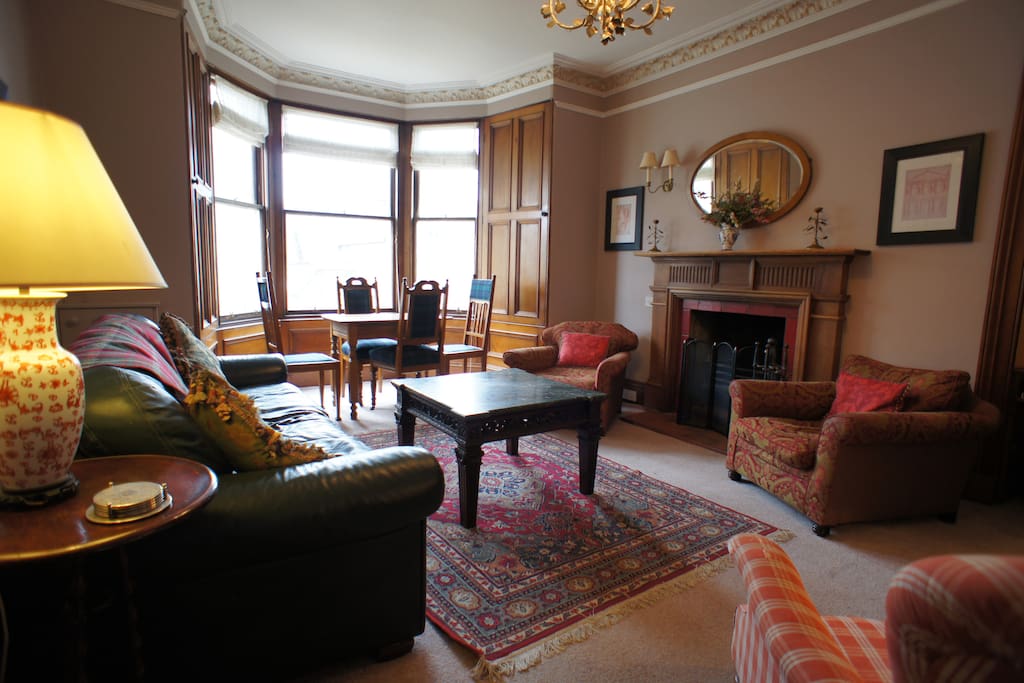 Beautifully appointed lounge with large bay window, open fire and unlimited BT wi-fi