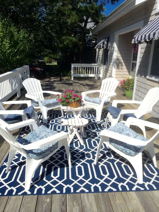 Front deck with Adirondack chairs for relaxing