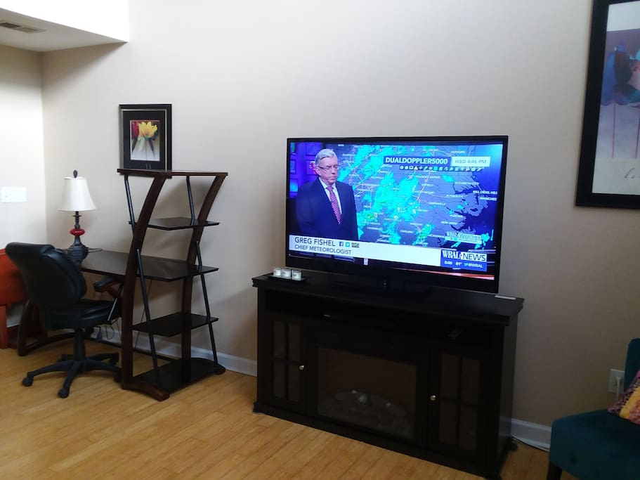 55" TV and office setup
