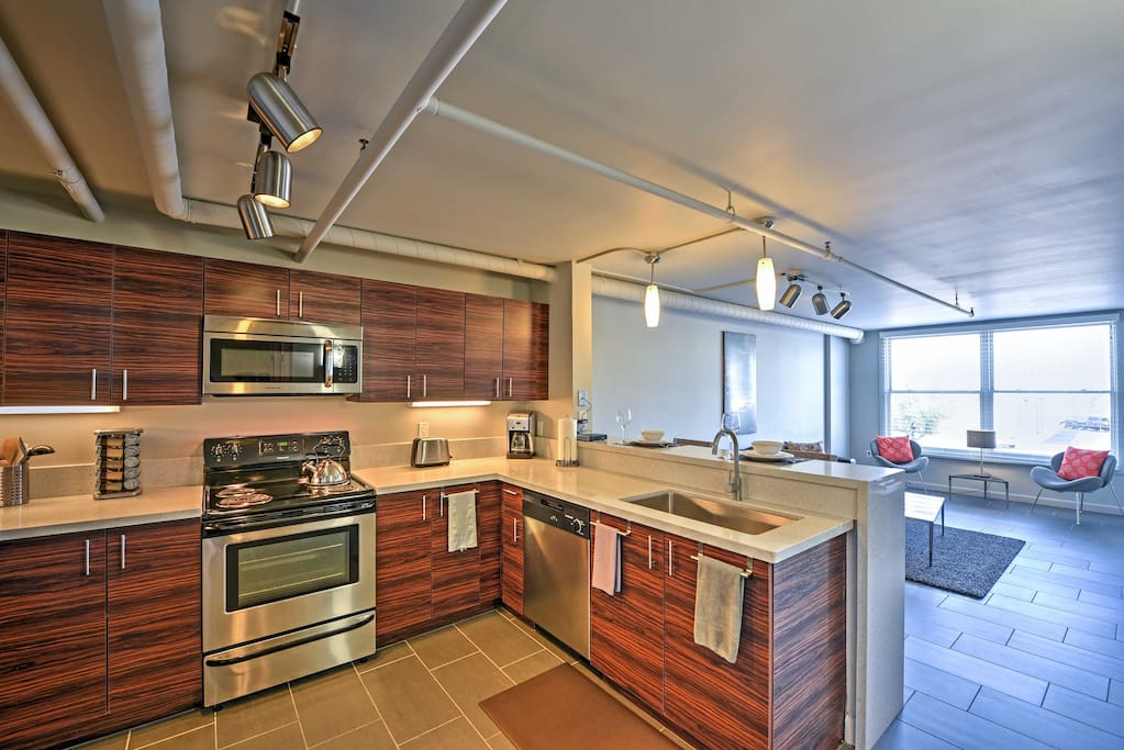 The condo's spacious open layout comes complete with all your comforts of home.