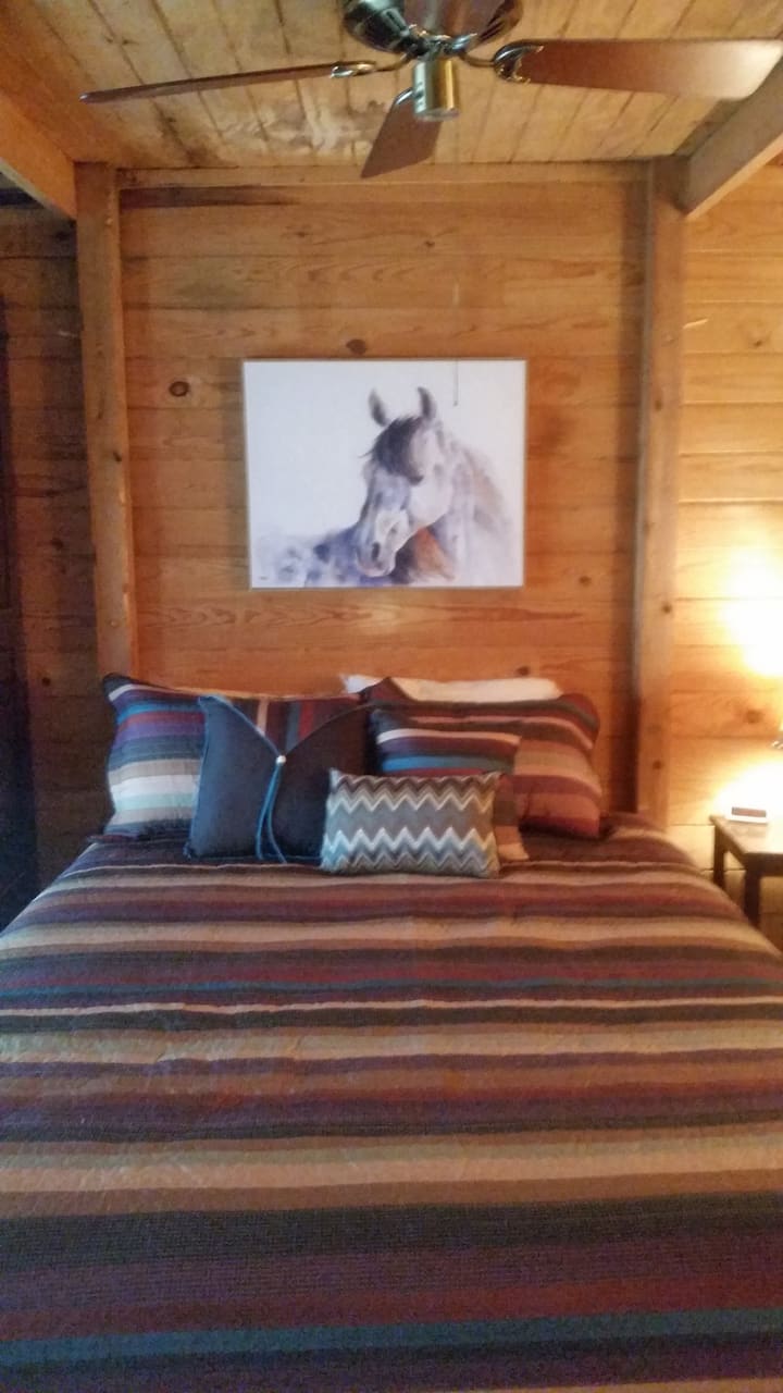 Chumba cha kulala cha kiwango cha juu kilicho na kitanda cha ukubwa wa malkia.