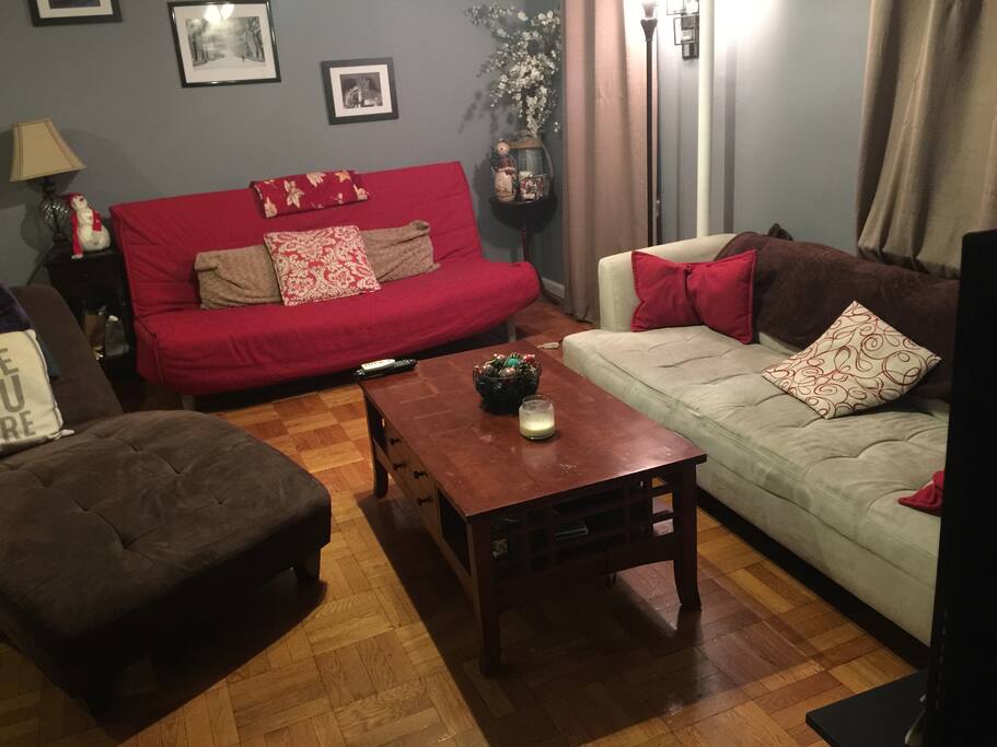 Futon in upright position