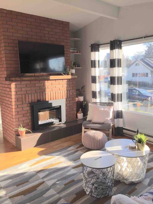 Electric fireplace insert with multi-coloured flame options to keep you warm in the winter and create a comfy ambiance all year round