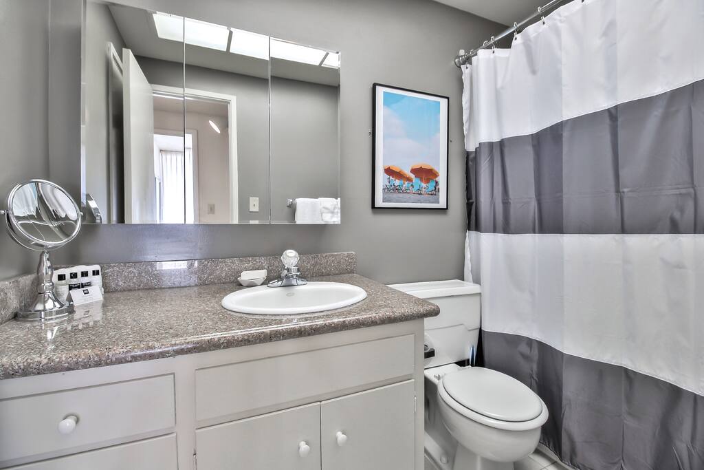 Master Bathroom with Rain Shower + Tub (Essentials are Provided)