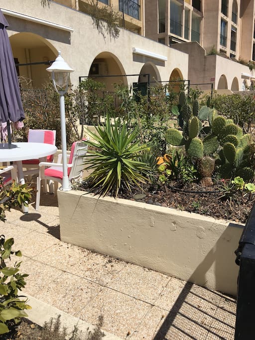 Terrasse avec petit jardin
