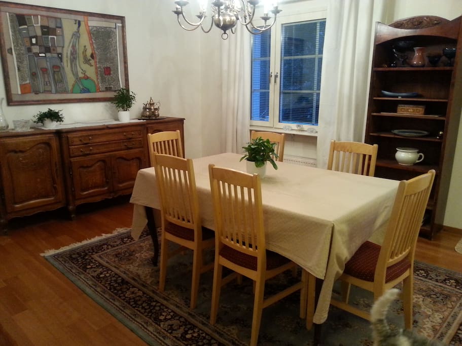 The other part of the living room. Table can be extended to fit 12.