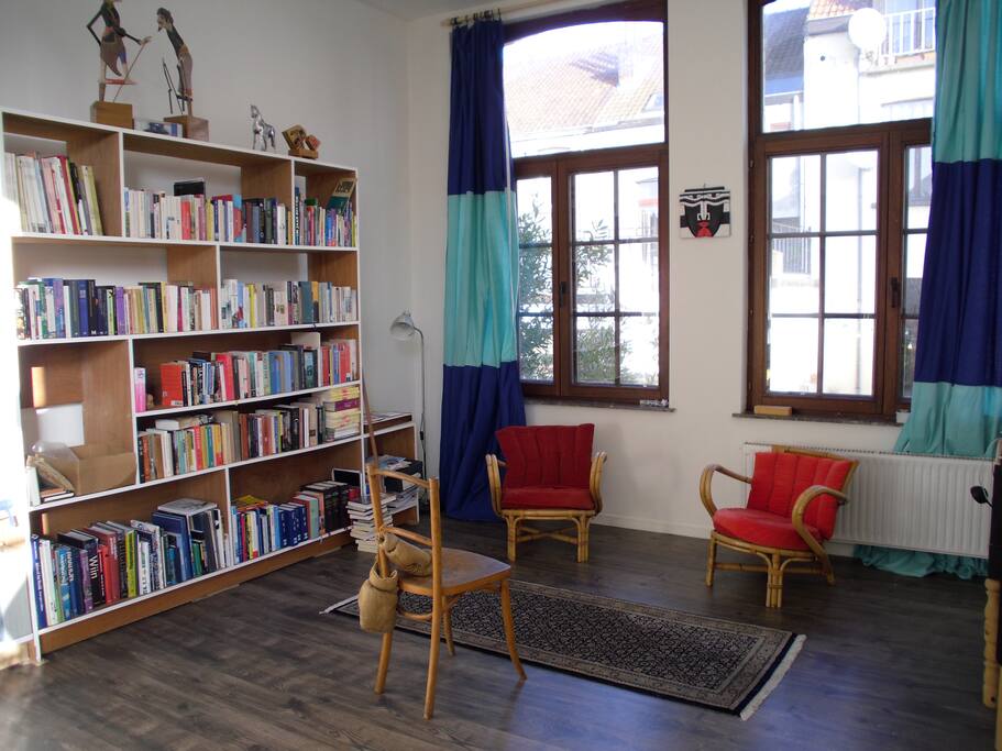 Reading books.