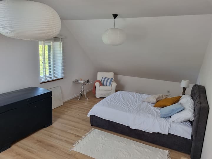 Chambre 5. À l'étage. Lit double + canapé-lit.