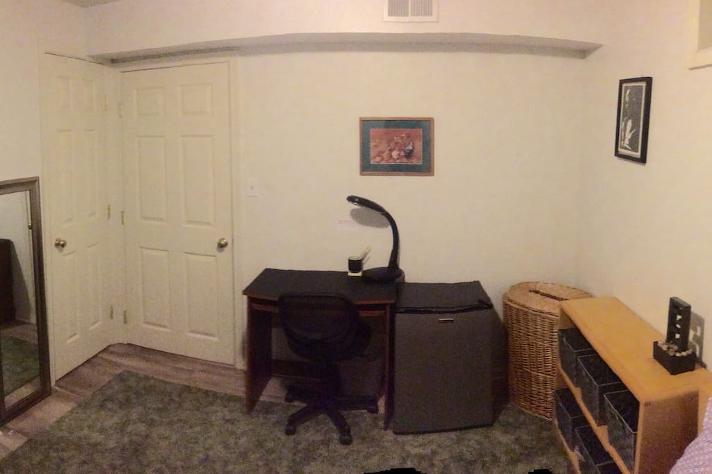 Work desk and mini-fridge