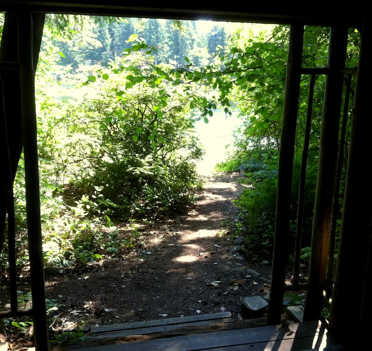 View of beach from the cabin.