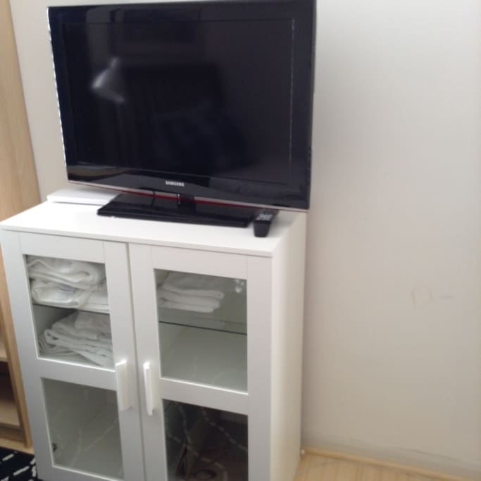 Cabinet for storage of your clothing and towels .. 40 " TV