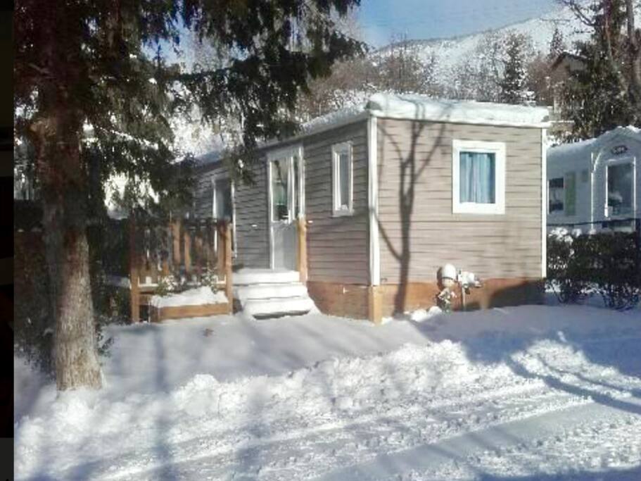 Vue du mobil home l hiver