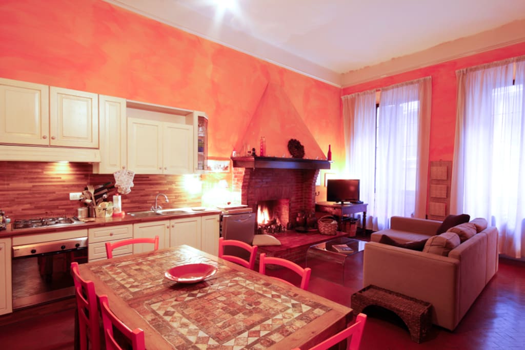 living room with kitchenette