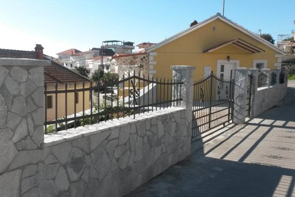 Outside view with private parking space