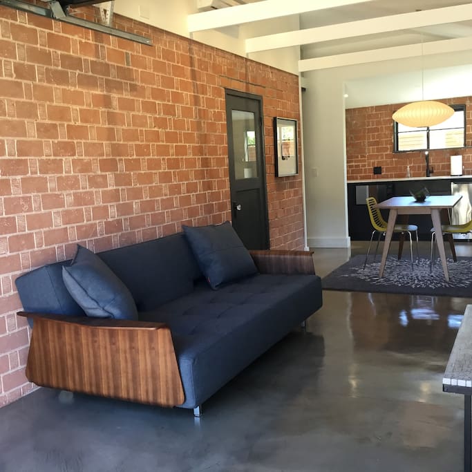 Sofa easily folds out creating near queen size bed