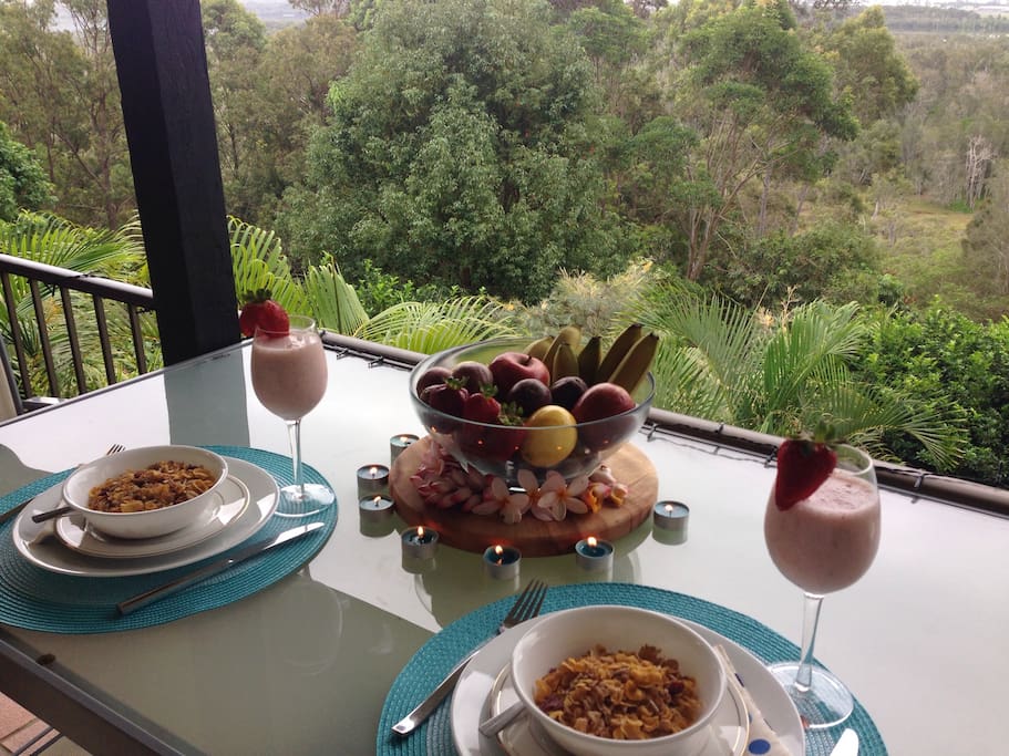 Enjoy breakfast on the beautiful deck