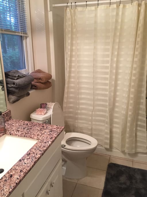 Private Bathroom with tub.