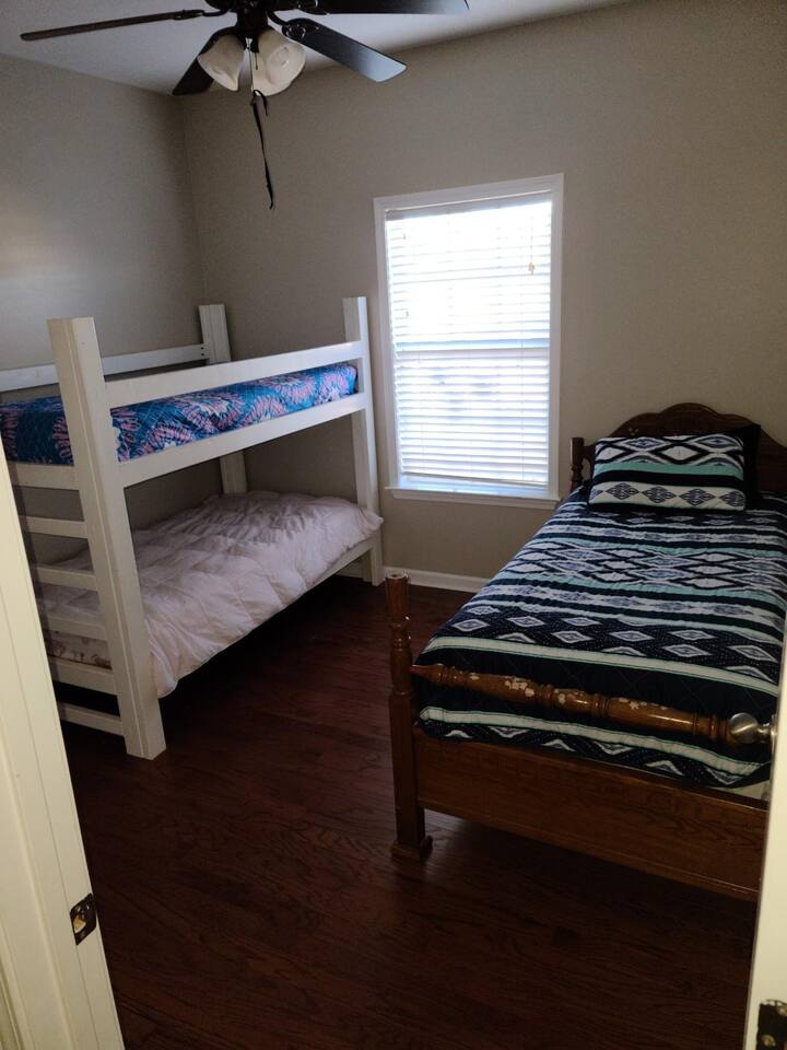 Twin bunks and twin bed