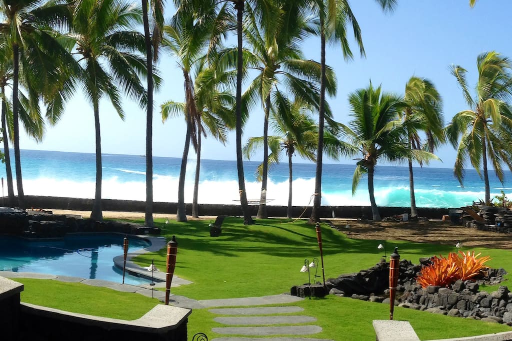 On a high surf day- usually wintertime, but year round beautiful and safe!