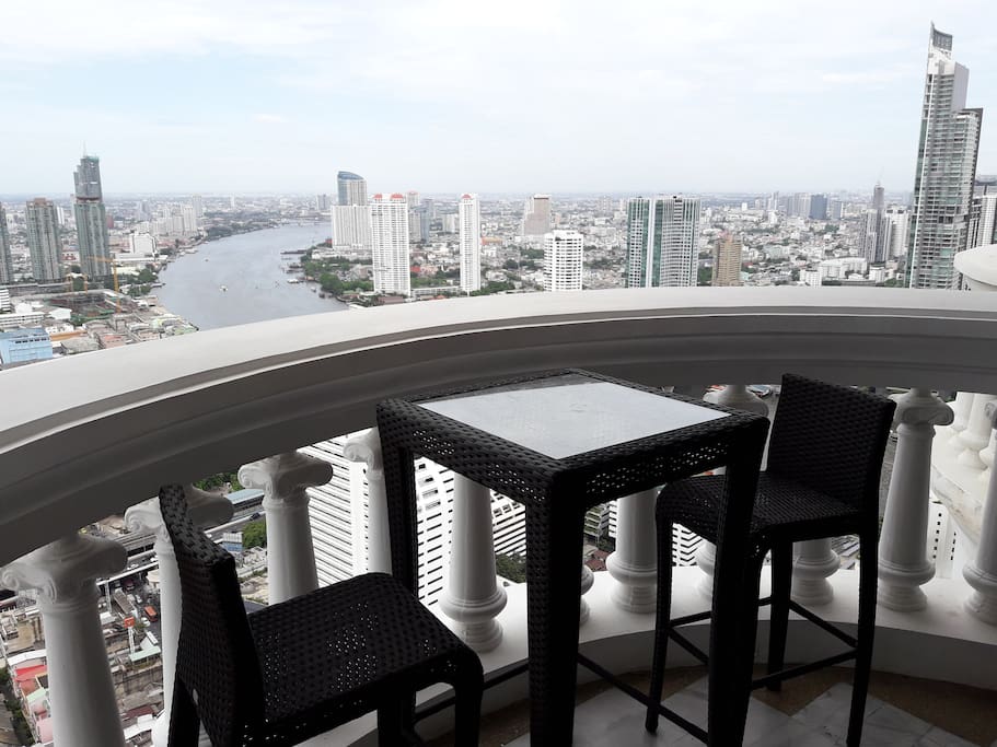 Balcony table set and view